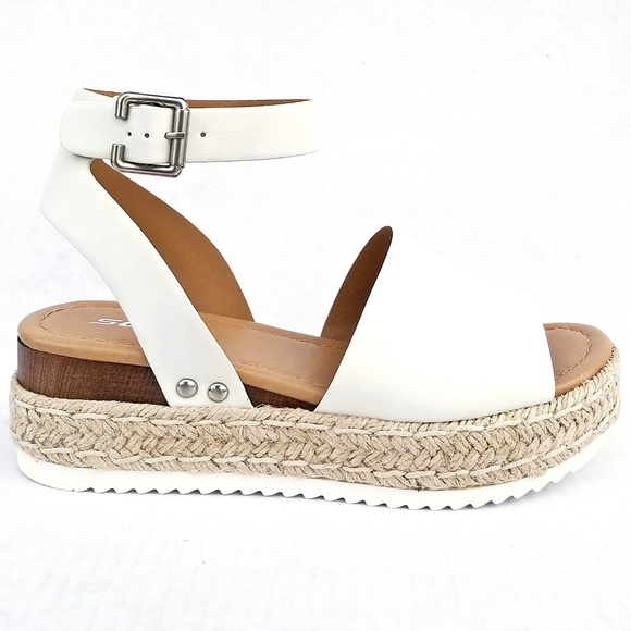 New Soda Off White Platform Espadrille Sandals - Picture 2 of 3